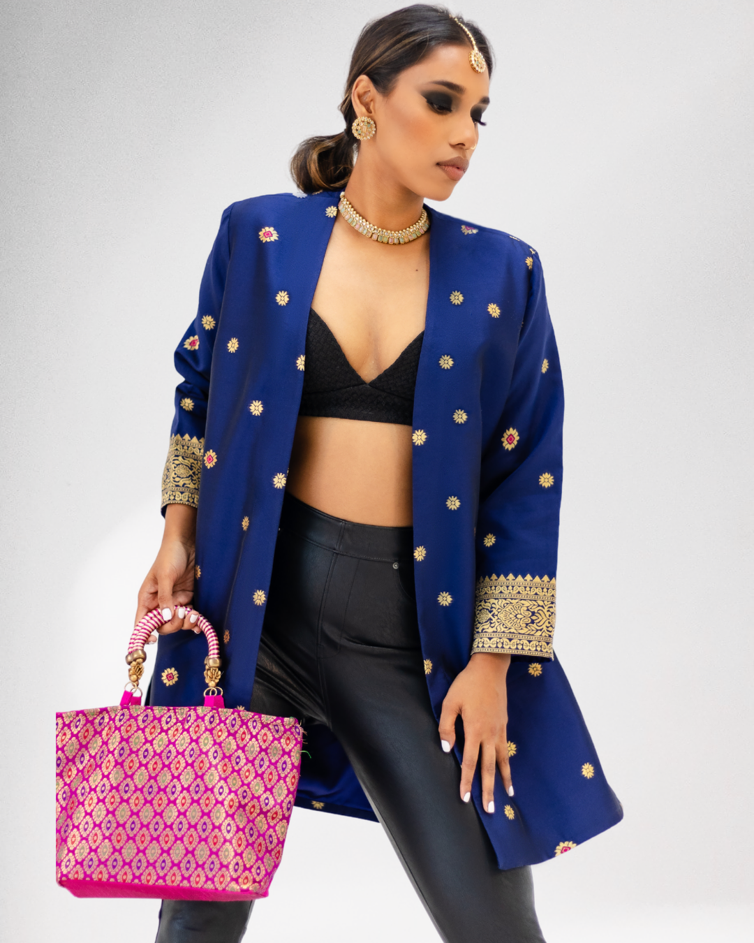 Leela Jacket With Brocade Trims For Women