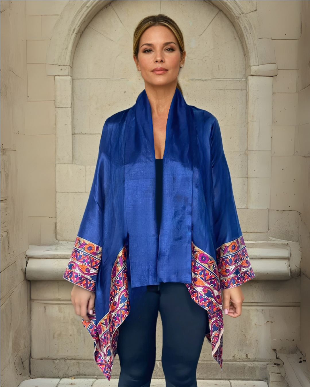Mili Draped Jacket - Navy Combo