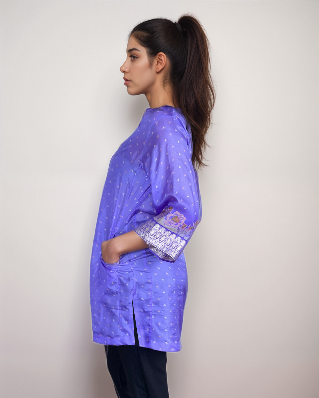 Meher Upcycled Kurta Dress- Purple combo