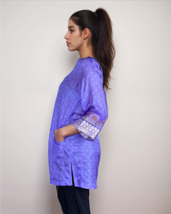 Meher Upcycled Kurta Dress- Purple combo
