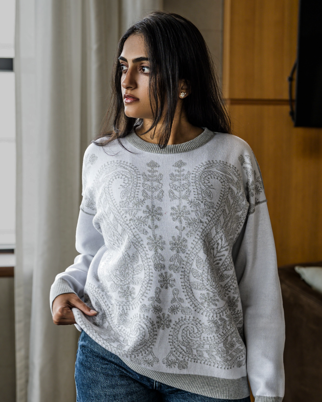 Meera Reversible Sweater - Grey Combo