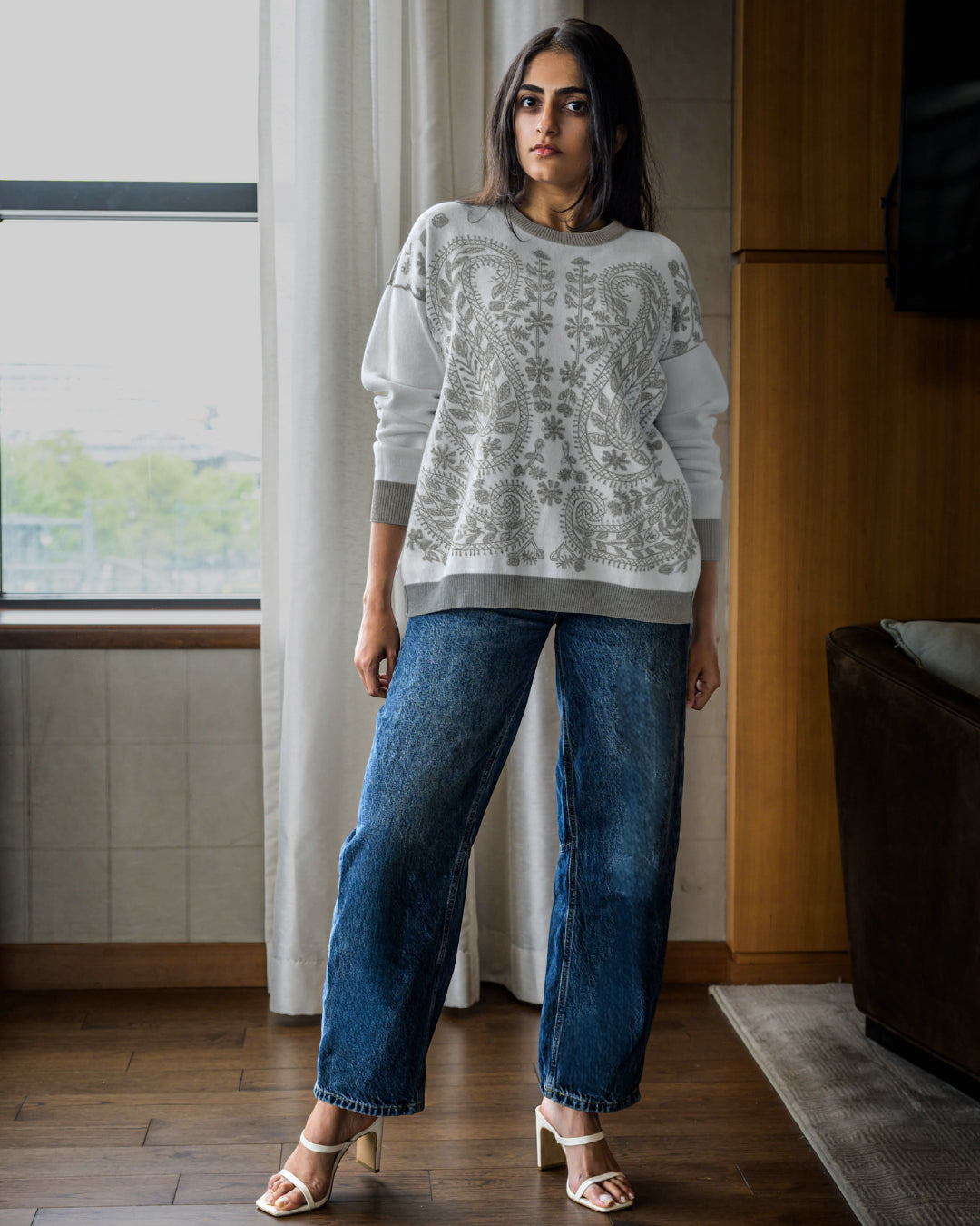 Meera Reversible Sweater - Grey Combo
