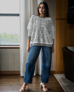 Meera Reversible Sweater - Grey Combo