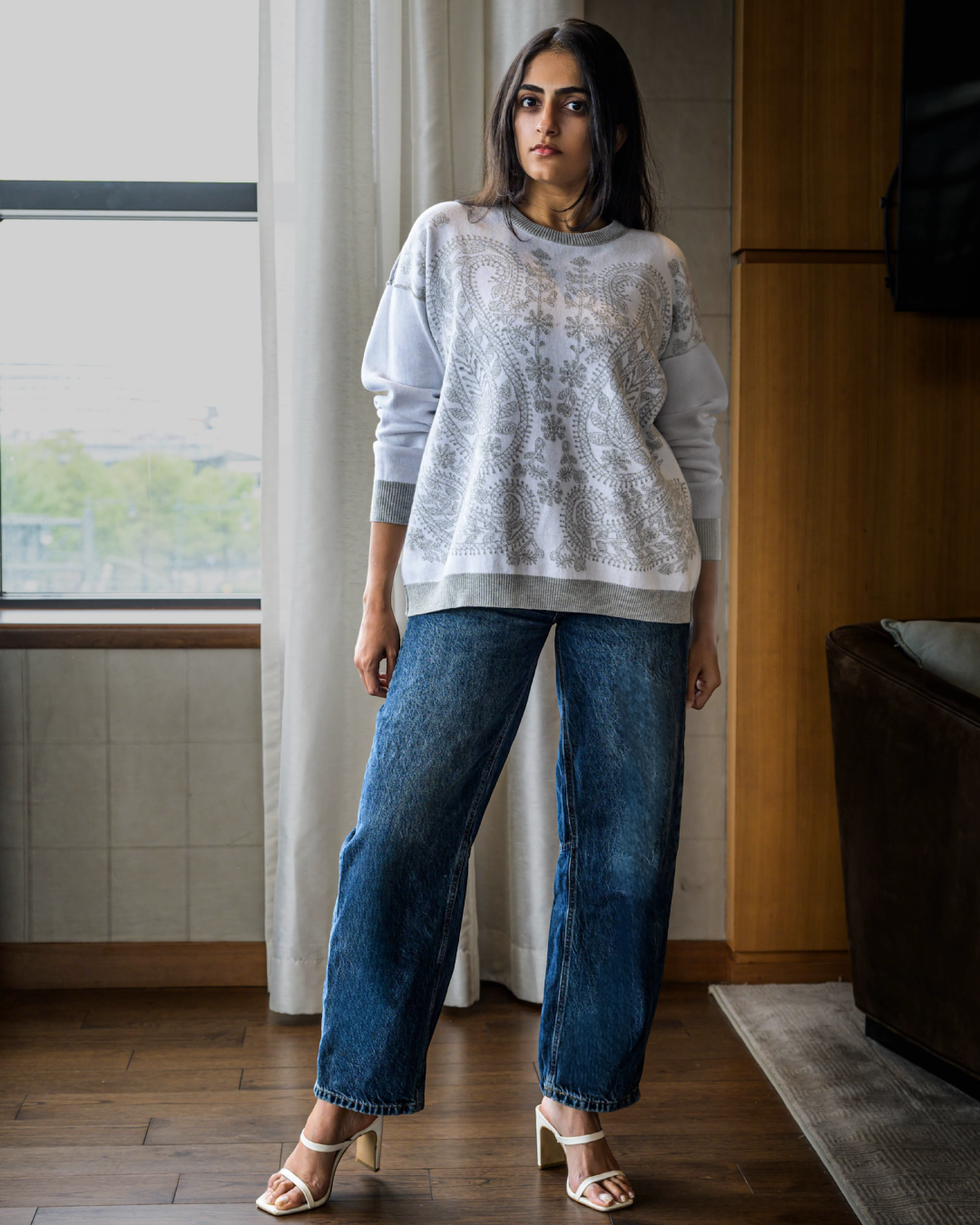 Meera Reversible Sweater - Grey Combo