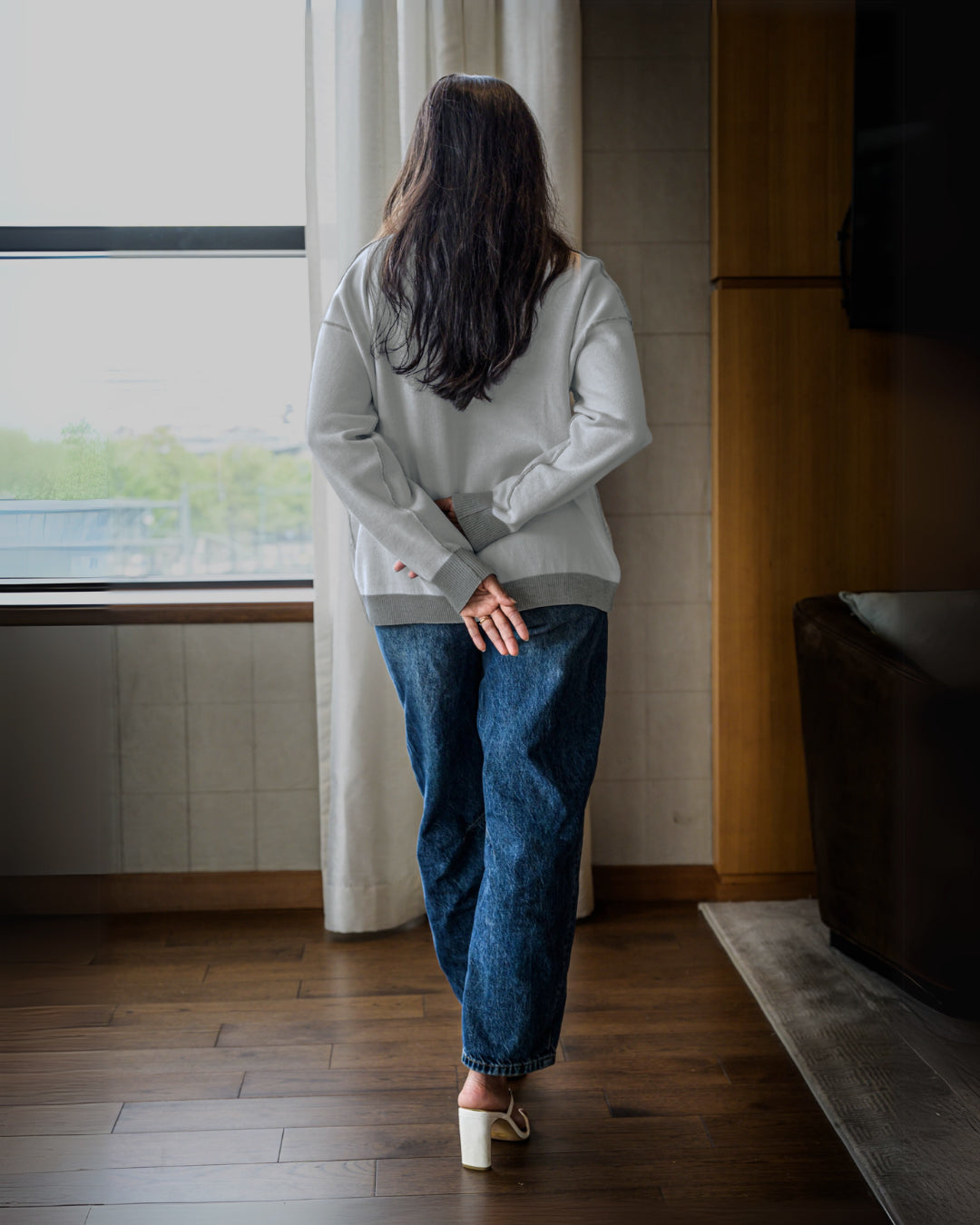 Meera Reversible Sweater - Grey Combo