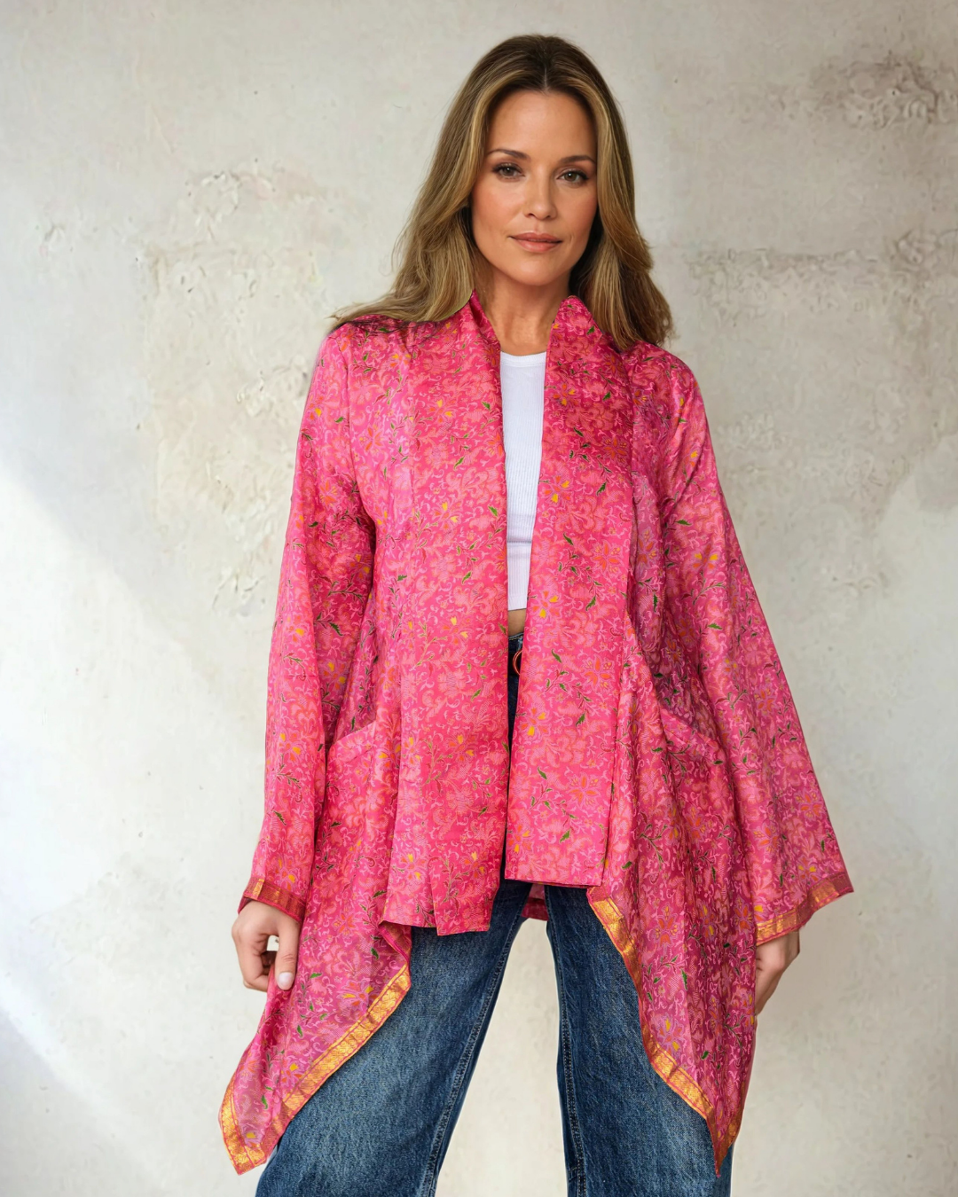 Mili Draped Jacket - Fuchsia Pink Combo