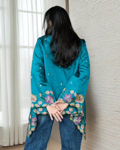 Mili Draped Jacket - Teal Combo