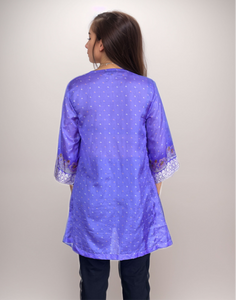 Meher Upcycled Kurta Dress- Purple combo