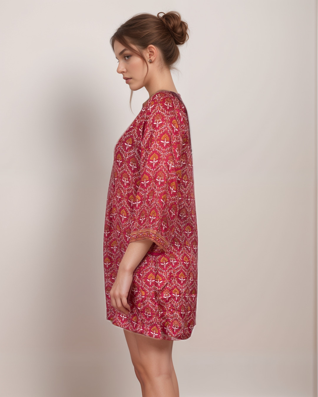 Meher Upcycled Kurta Dress- Red combo